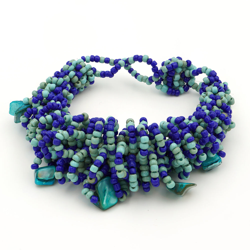 Nugget Armband mit Perlmutt und blauem Emporia®-Kristall 1 