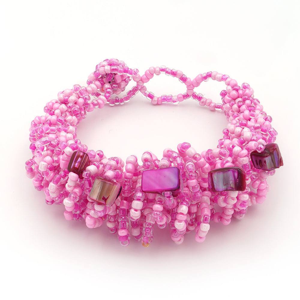 Nugget Armband mit Perlmutt und rosafarbenem Emporia® Kristall