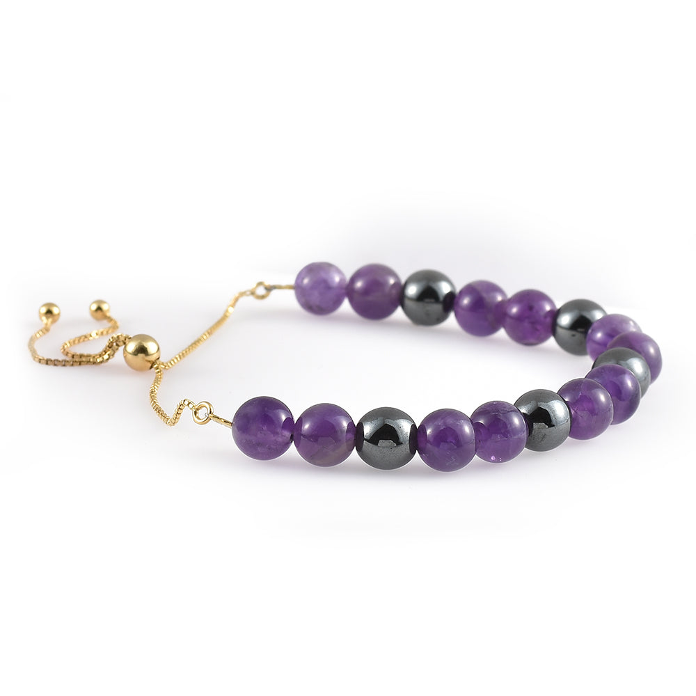 Goldplattiertes Silberarmband mit Amethyst 2 