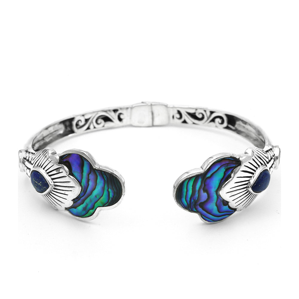 Silberarmband mit Abalone Muschel und Lapislazuli 1 