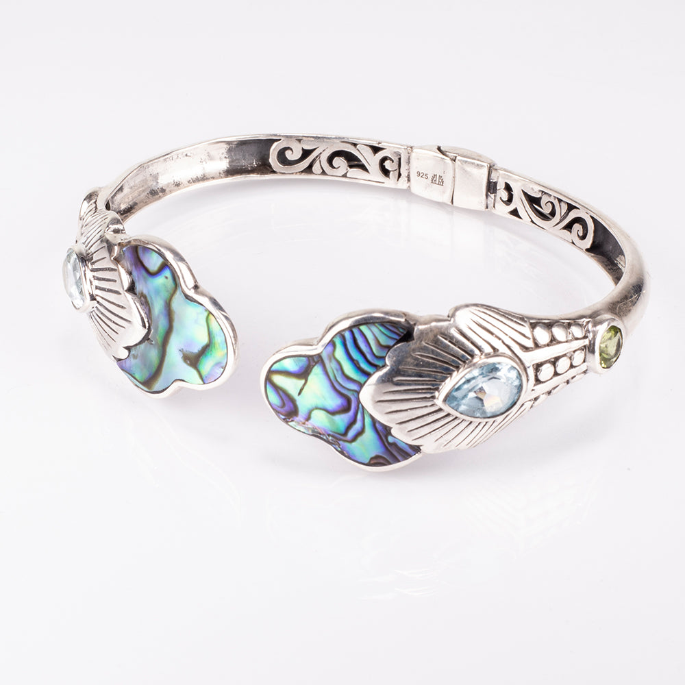 Silberarmband mit Abalone Muschel und Lapislazuli