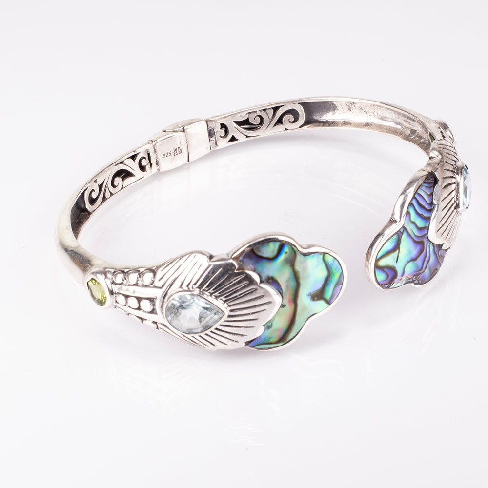 Silberarmband mit Abalone Muschel und Lapislazuli