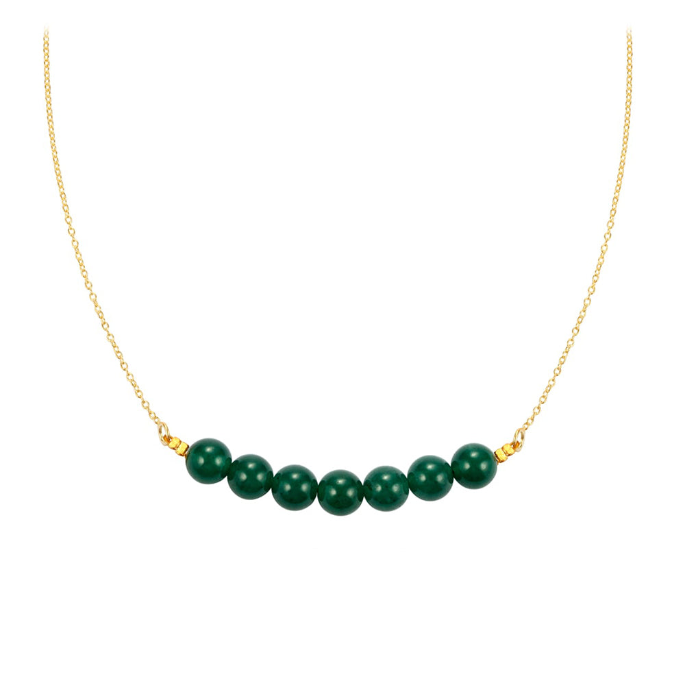 Goldplattierte Silberhalskette mit grünem Jade