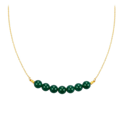 Goldplattierte Silberhalskette mit grünem Jade
