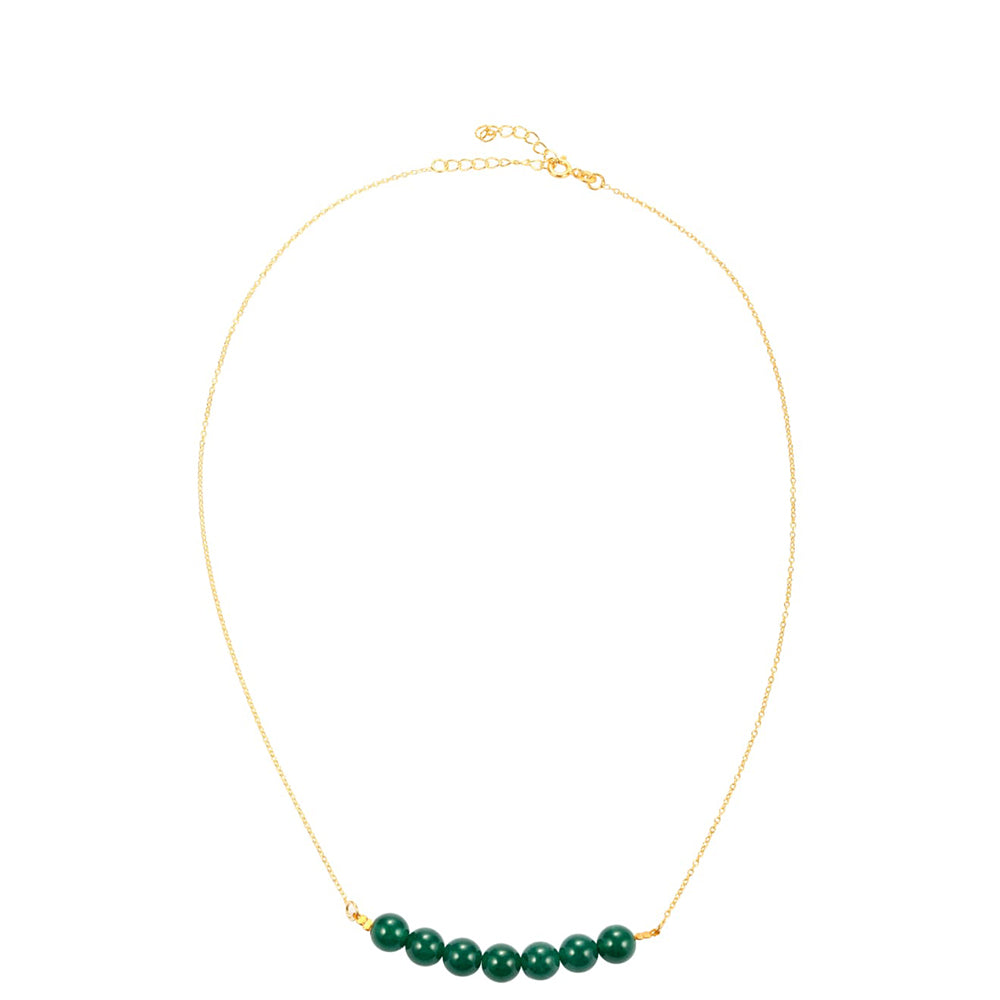 Goldplattierte Silberhalskette mit grünem Jade
