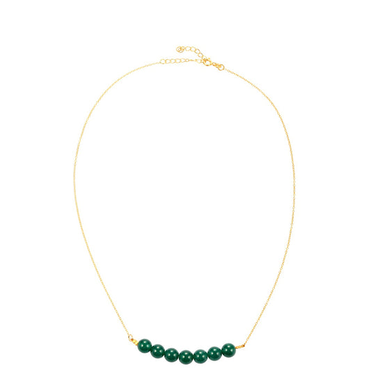 Goldplattierte Silberhalskette mit grünem Jade