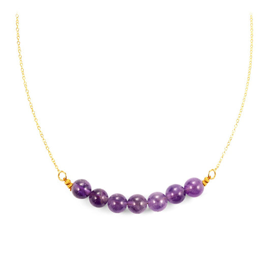 Goldplattierte Silberhalskette mit brasilianischem Amethyst