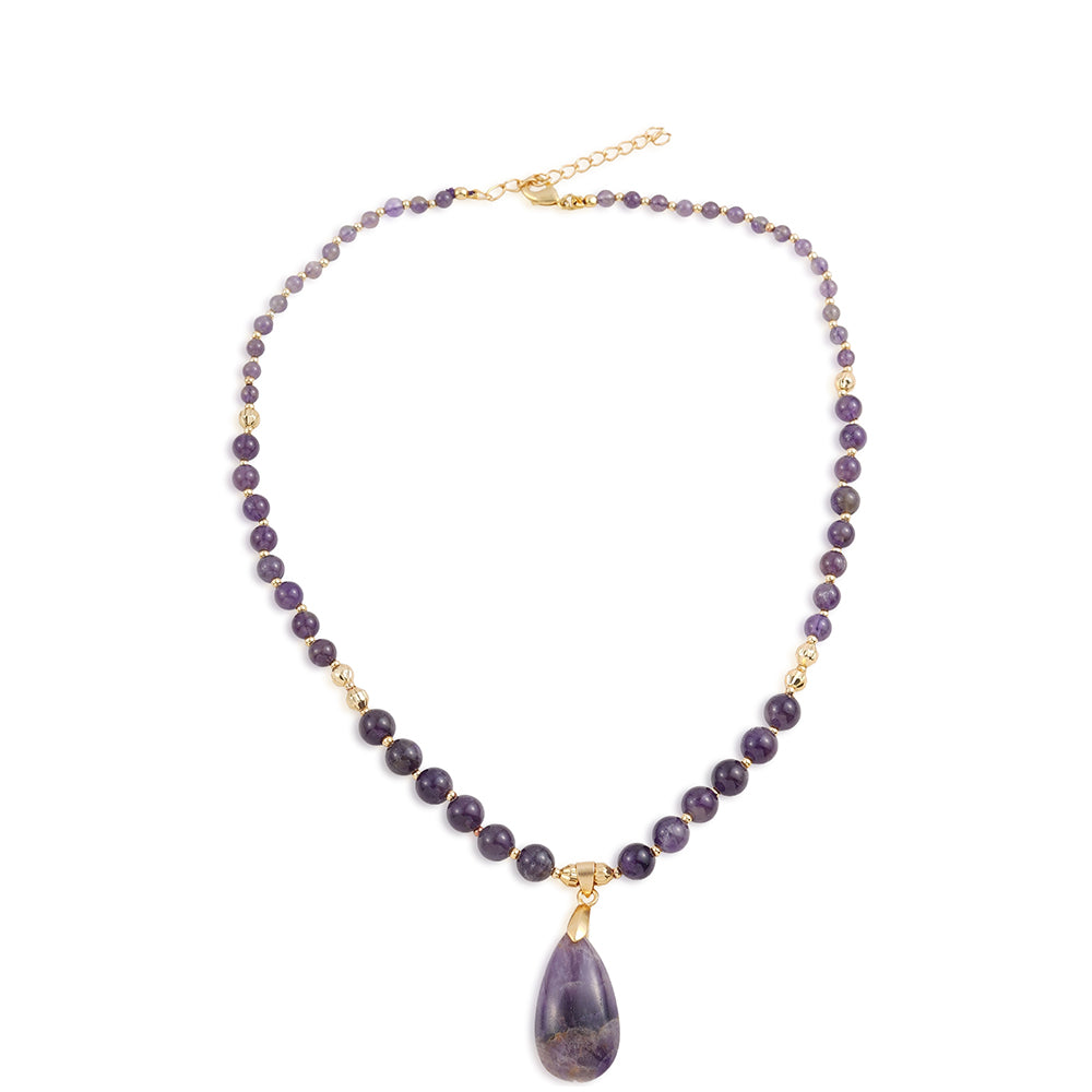 Halskette aus goldplattierter Legierung mit Amethyst
