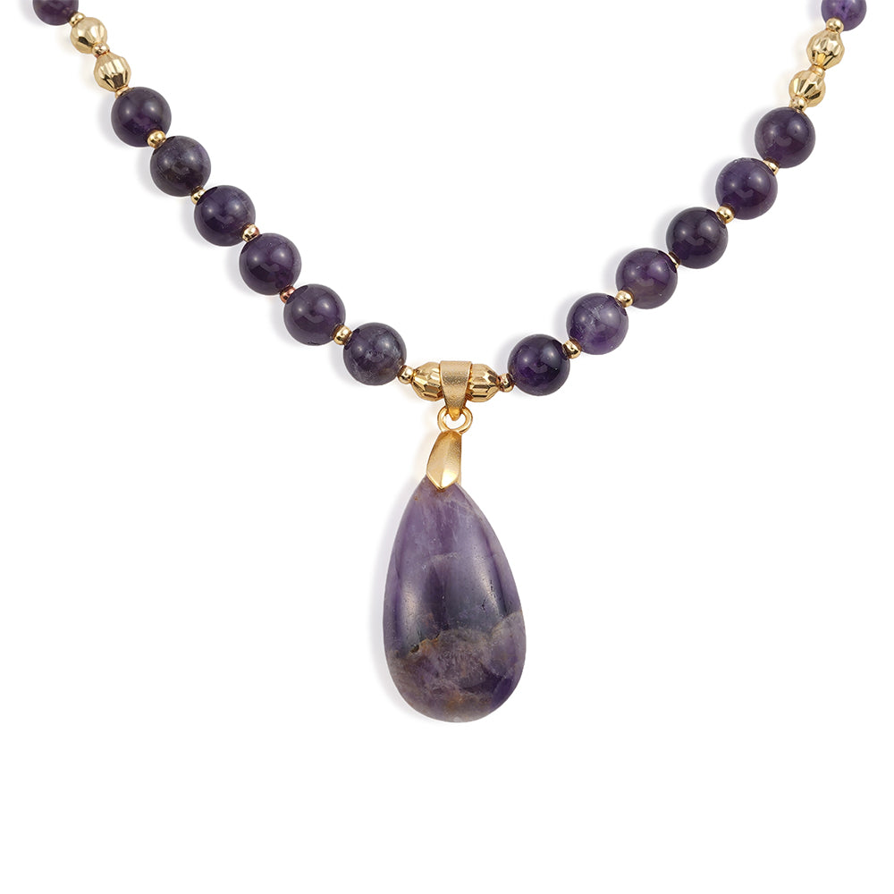 Halskette aus goldplattierter Legierung mit Amethyst