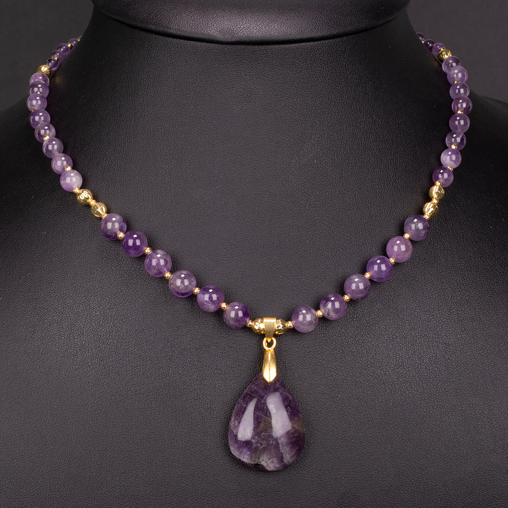 Halskette aus goldplattierter Legierung mit Amethyst 1 