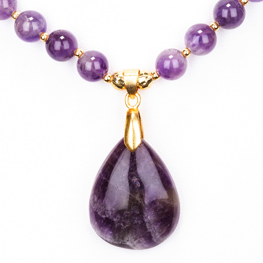 Halskette aus goldplattierter Legierung mit Amethyst 3 