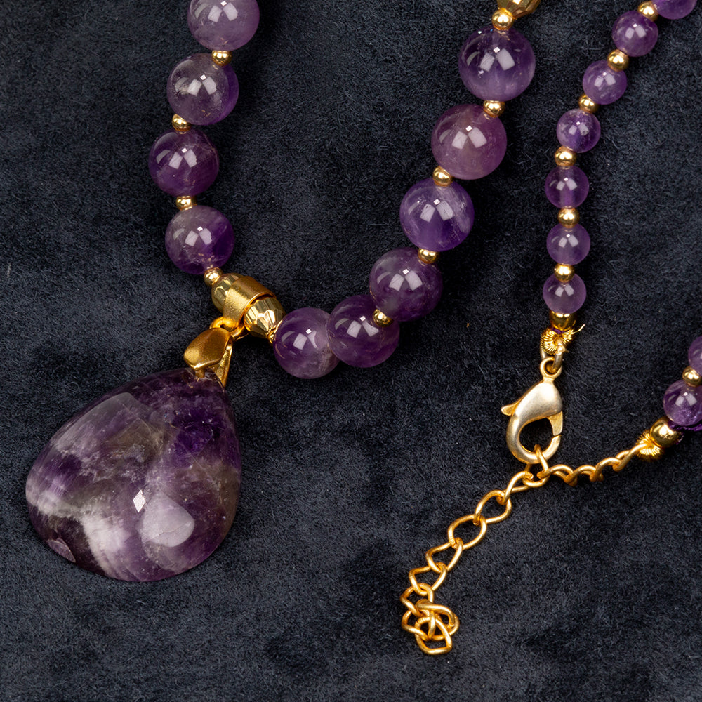 Halskette aus goldplattierter Legierung mit Amethyst 4 