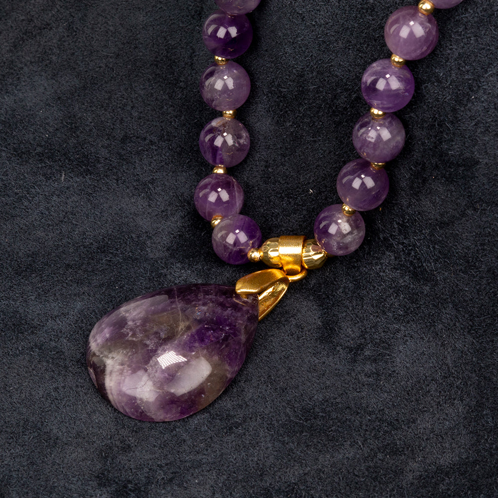 Halskette aus goldplattierter Legierung mit Amethyst 5 