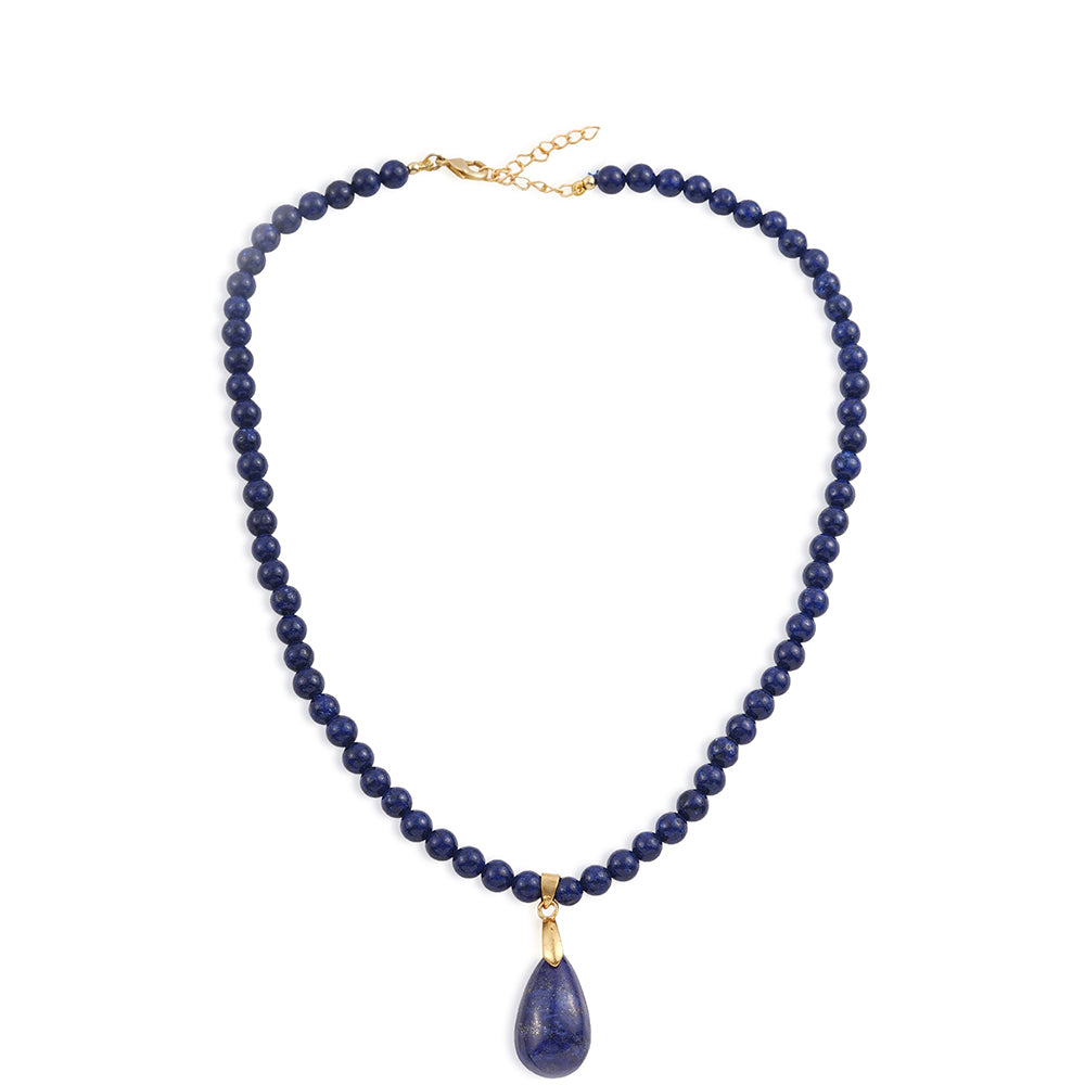 Halskette aus goldplattierter Legierung mit Lapislazuli 2 