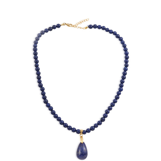 Halskette aus goldplattierter Legierung mit Lapislazuli