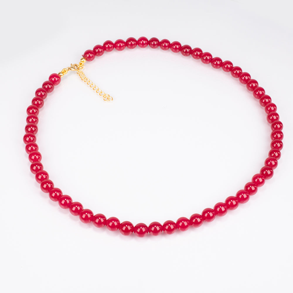Halskette aus goldplattierter Legierung mit Jade