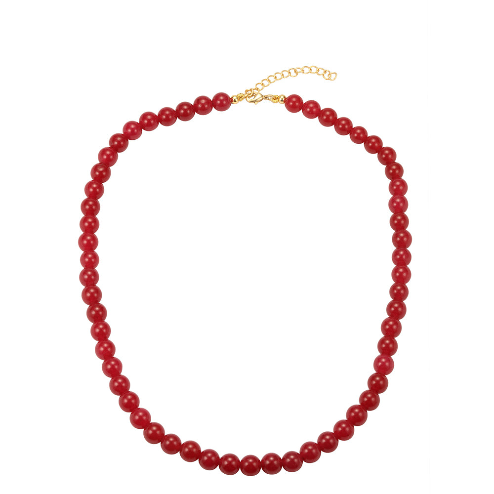 Halskette aus goldplattierter Legierung mit Jade