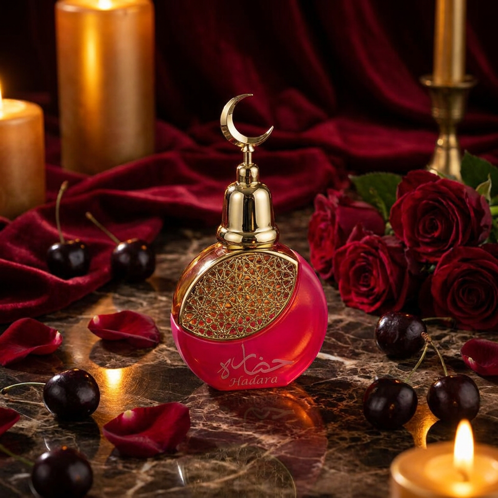 100 ml Eau de Perfume Oriental HADARA (TOP: CHERRY, AMARETTO NUTMEG; MIDDLE: ROSE, BENZOIN; BASE: PATCHOULI, MUSK, VANILLA, AMBER) 3 