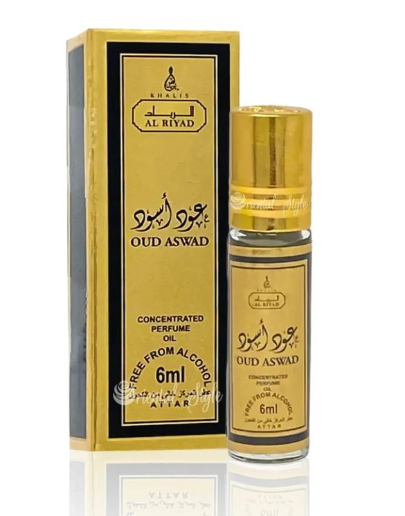 OUD ASWAD 6 ml perfume oil (TOP: PINK GRAPEFRUIT, CLARY SAGE, CARDAMOM; MIDDLE: RED GINGER, ORRIS, PATCHOULI; BASE: AGARWOOD, BLACK MUSK, AMBERGRIS, LABDAMUM, TONKA BEAN) 1 