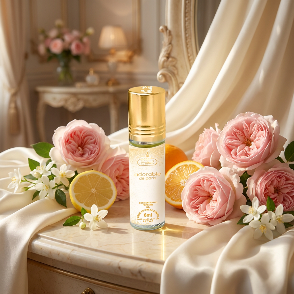 ADORABLE DE PARIS 6 ml perfume oil (TOP: BERGAMOT, MANDARIN, SWEET PEA; MIDDLE: JASMINE, ROSE; BASE: SANDALWOOD, MUSK, AMBER) 4 