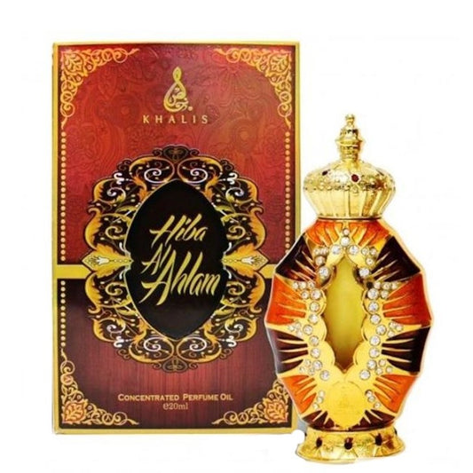 20 ml Perfume Oil Hiba Al Ahlam Sweet Caramel and Woody Fragrance for Women (Top: Caramel, Sugary, Floral Aldehydic / Middle: Rosie Woody / White Floral / Base: Dry Woody Vanillic Musky, Shades Tonka Absolute)