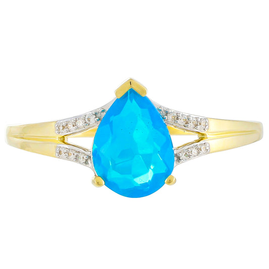 Goldring mit äthiopischem Blauopal und natürlichem Zirkon