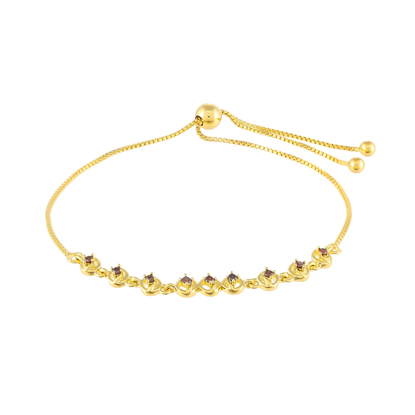 Goldplattiertes Silberarmband mit rotem Diamant