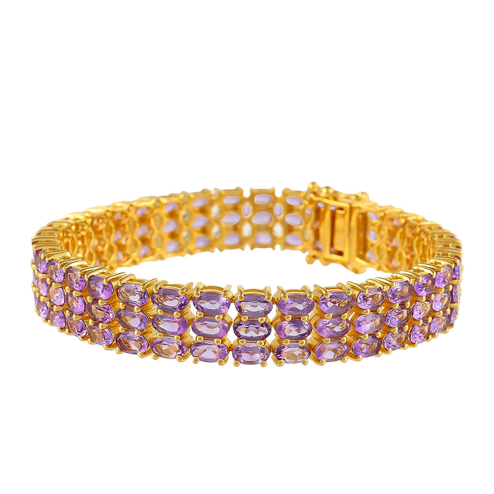 Goldplattiertes Silberarmband mit rosafarbenem Amethyst 1 