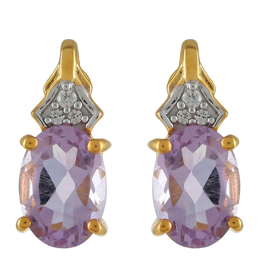 Goldplattierte Silberohrringe mit rosafarbenem Amethyst und natürlichem Zirkon