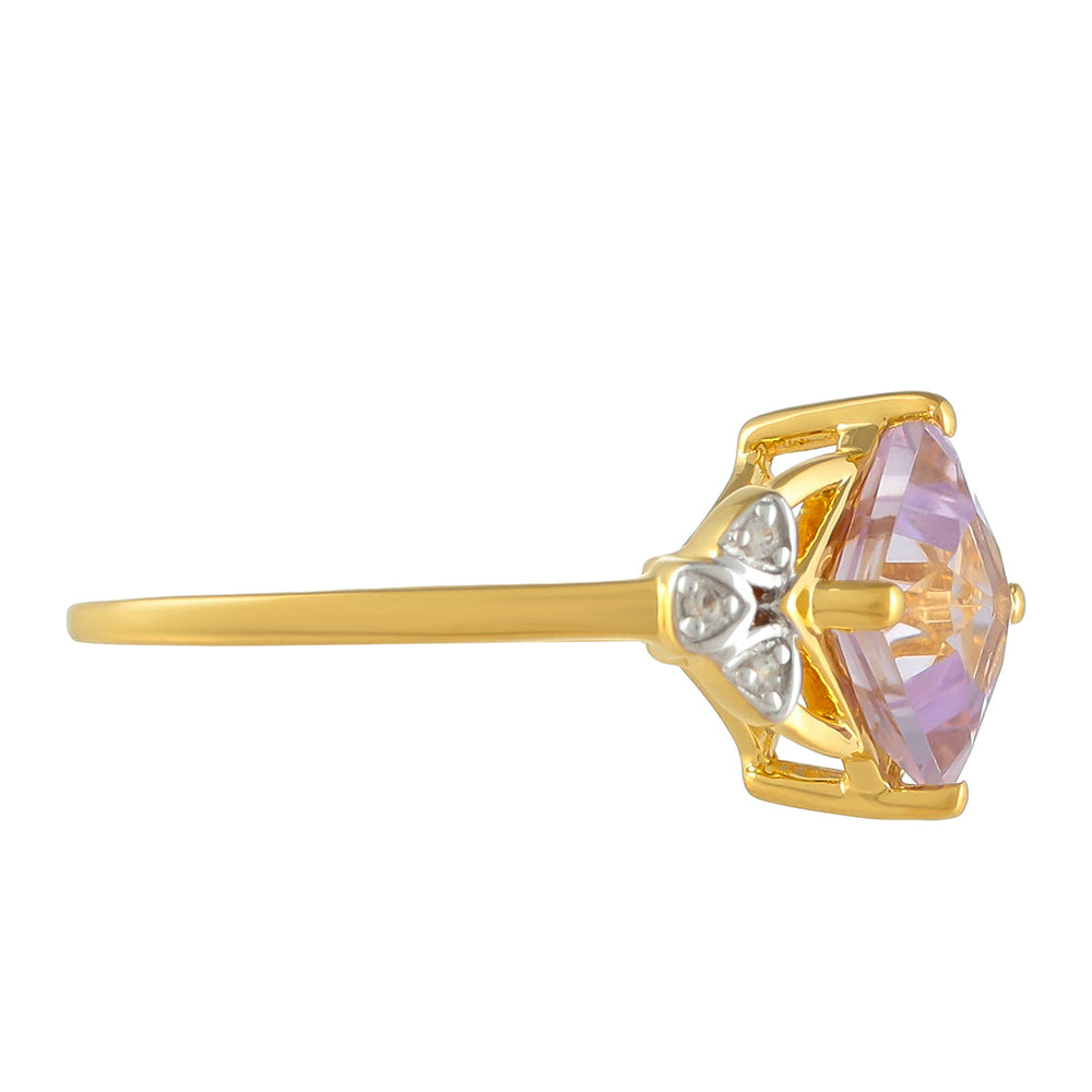 Goldplattierter Silberring mit rosafarbenem Amethyst und natürlichem Zirkon 2 