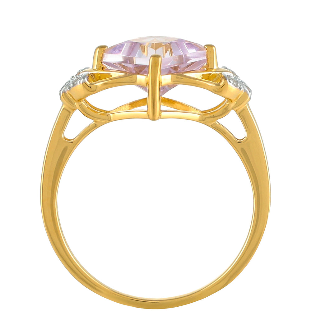 Goldplattierter Silberring mit rosafarbenem Amethyst und natürlichem Zirkon 4 