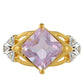 Goldplattierter Silberring mit rosafarbenem Amethyst und natürlichem Zirkon