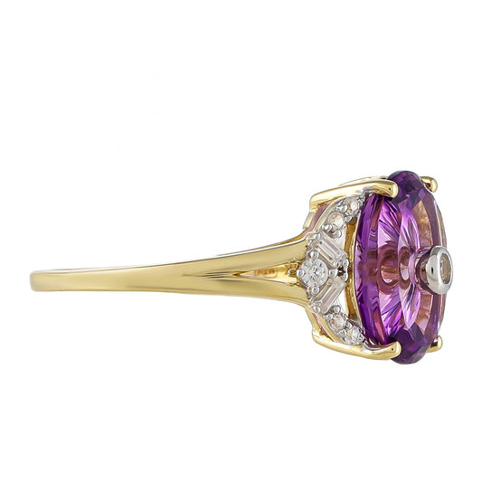 Goldring mit brasilianischem Amethyst und natürlichem Zirkon