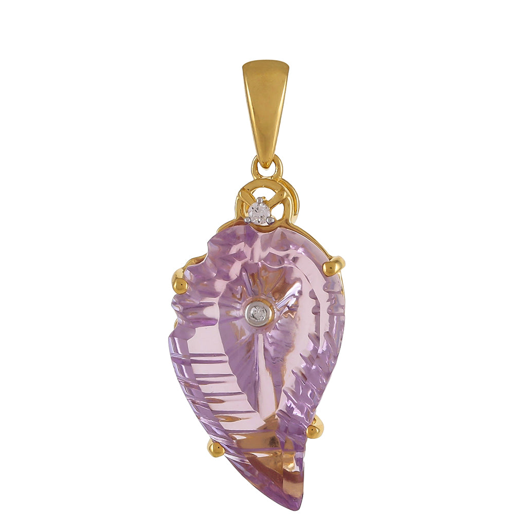 Goldplattierter Silberanhänger mit Rose De France Amethyst und weißem Diamant