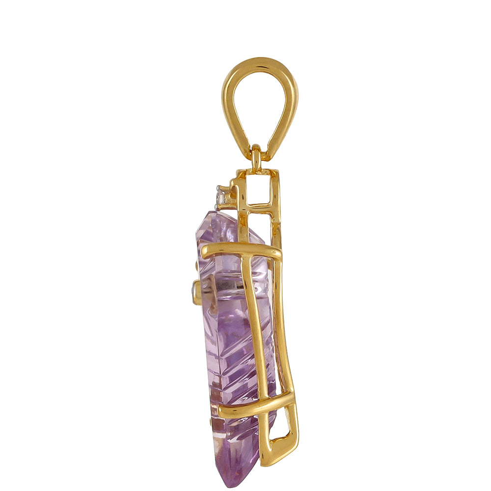 Goldplattierter Silberanhänger mit Rose De France Amethyst und weißem Diamant 2 