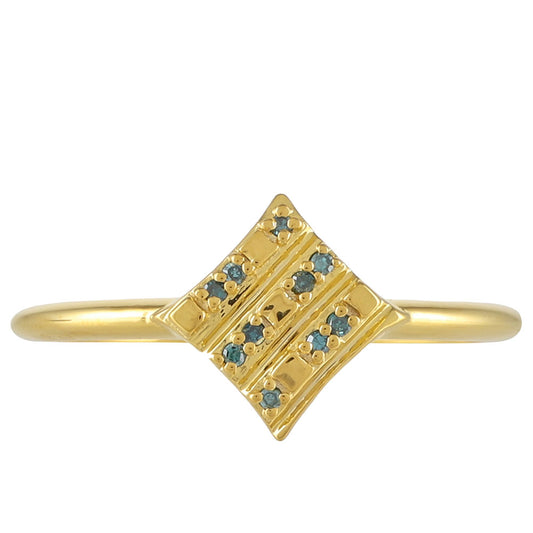 Goldplattierter Silberring mit blauem Diamant