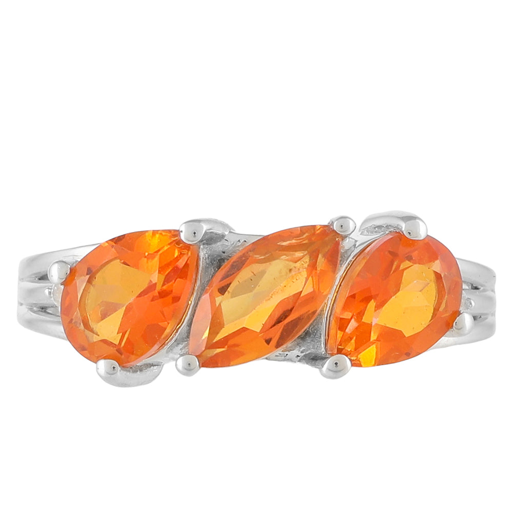 Silberring mit Padparadscha Quarz und weißem Topas