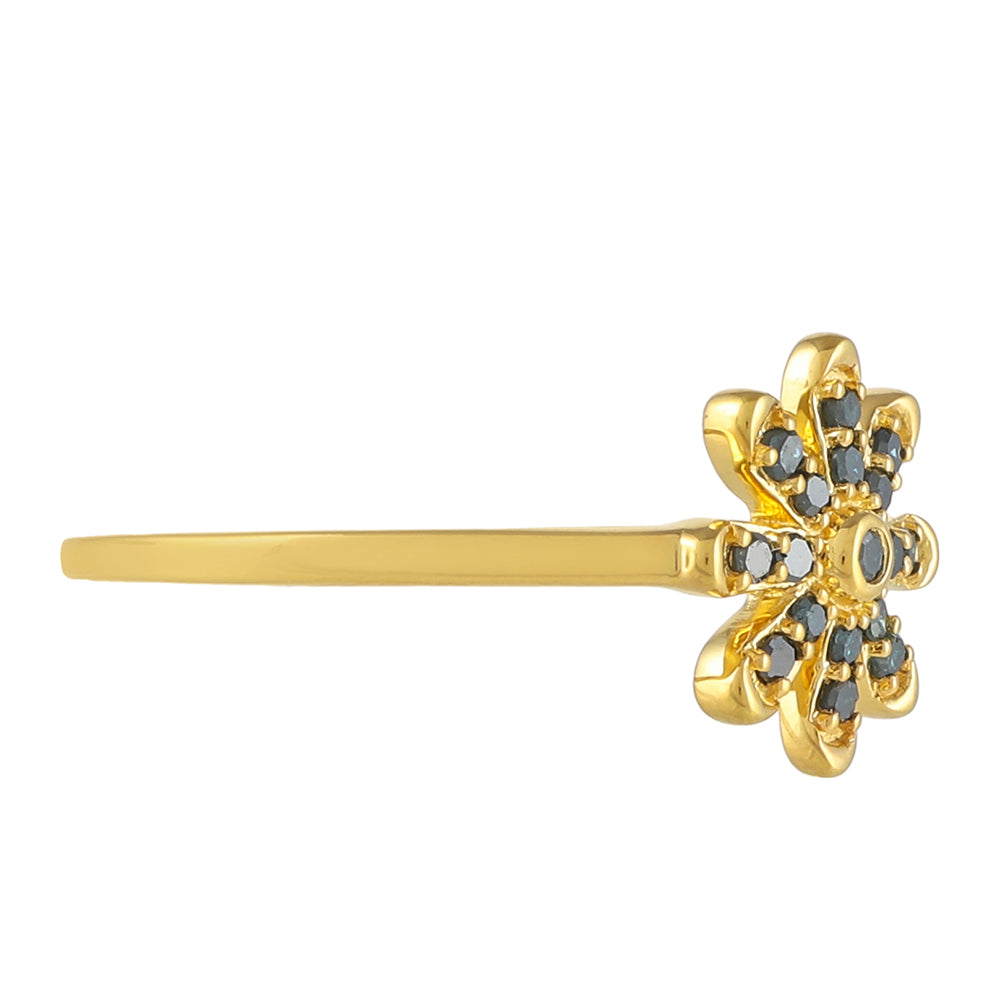 Goldplattierter Silberring mit blauem Diamant 2 