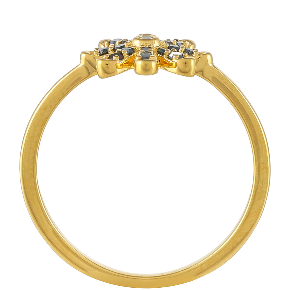 Goldplattierter Silberring mit blauem Diamant