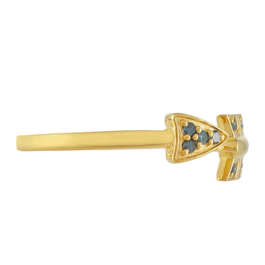 Goldplattierter Silberring mit blauem Diamant