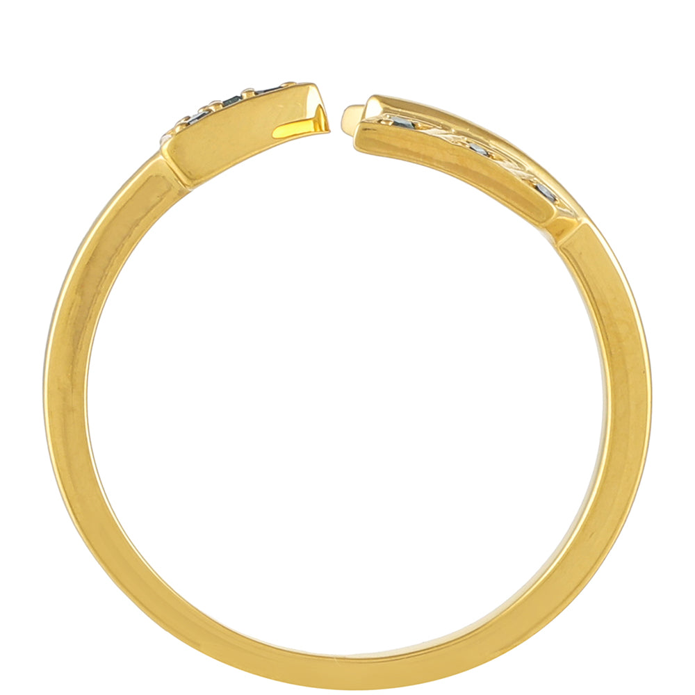 Goldplattierter Silberring mit blauem Diamant 4 