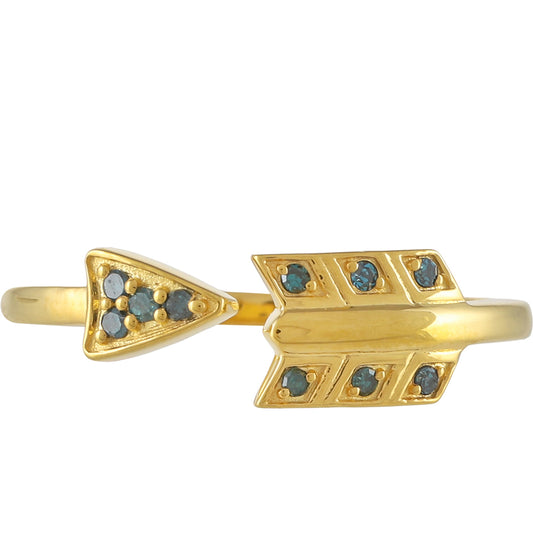 Goldplattierter Silberring mit blauem Diamant