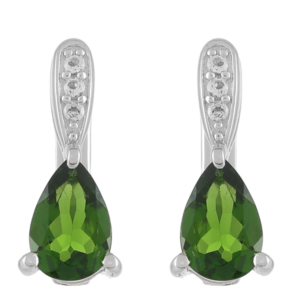 Silberohrringe mit Chromdiopsid und weißem Topas 1 