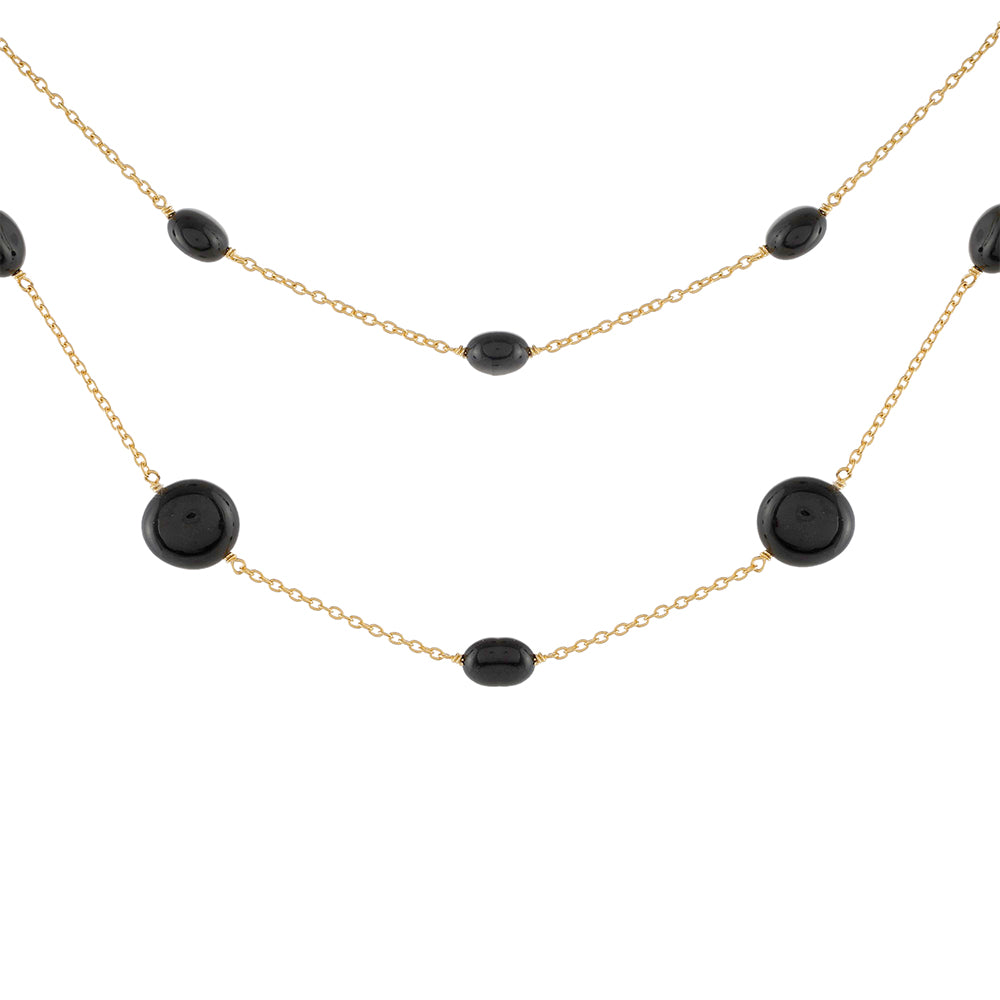 Goldplattierte Silberhalskette mit schwarzem Onyx