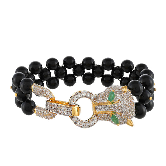 Goldplattiertes Silberarmband mit schwarzem Onyx