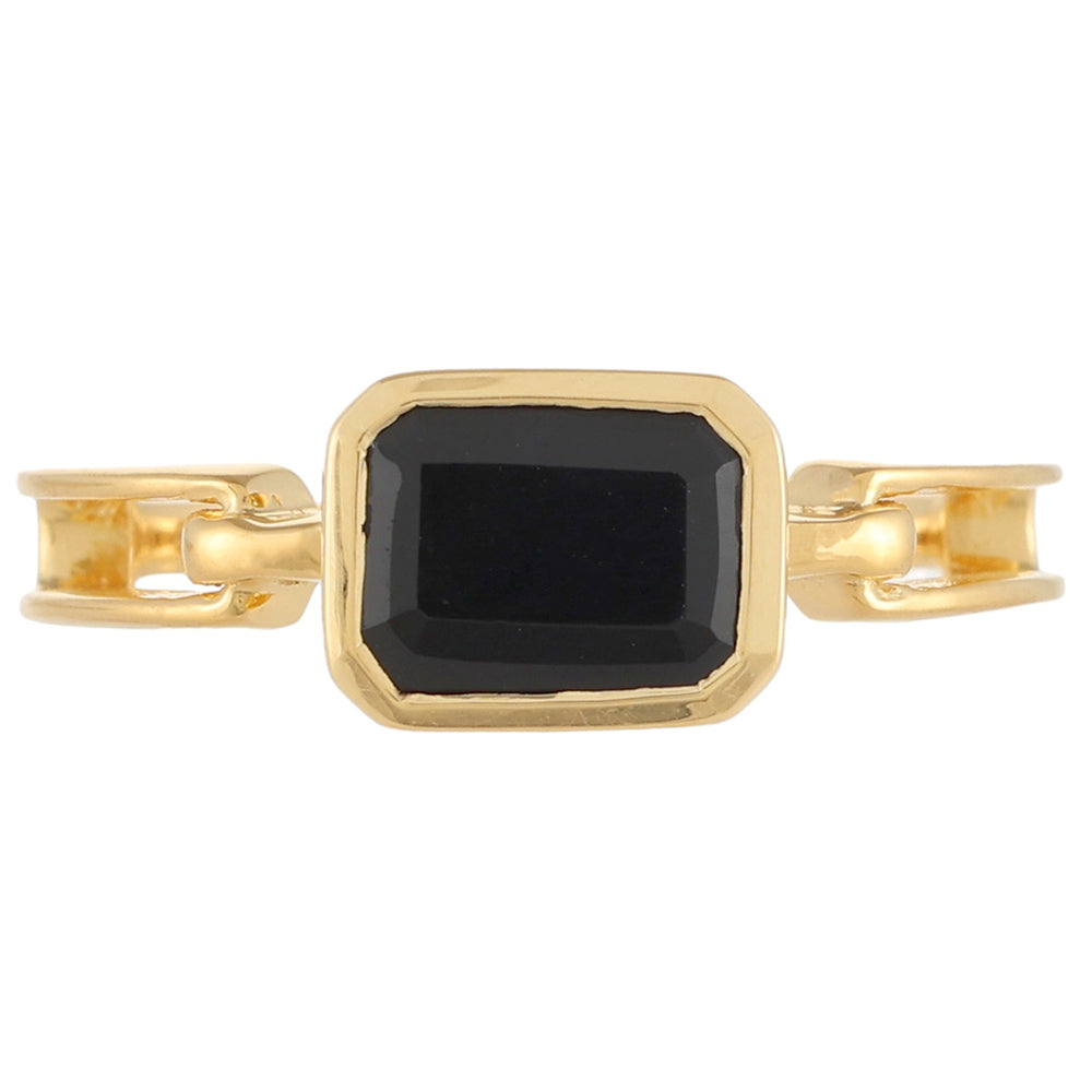 Goldplattierter Silberring mit schwarzem Onyx 1 