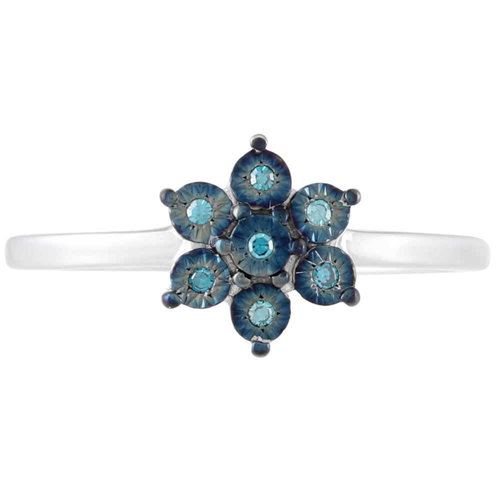 Silberring mit blauem Diamant 1 