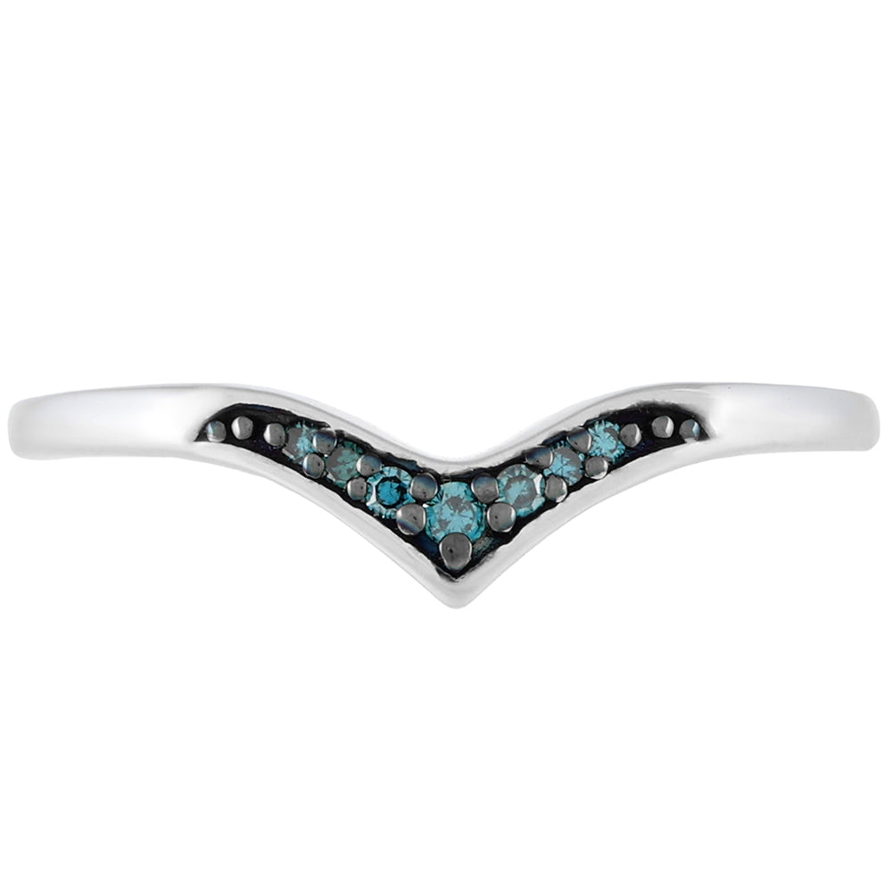 Silberring mit blauem Diamant