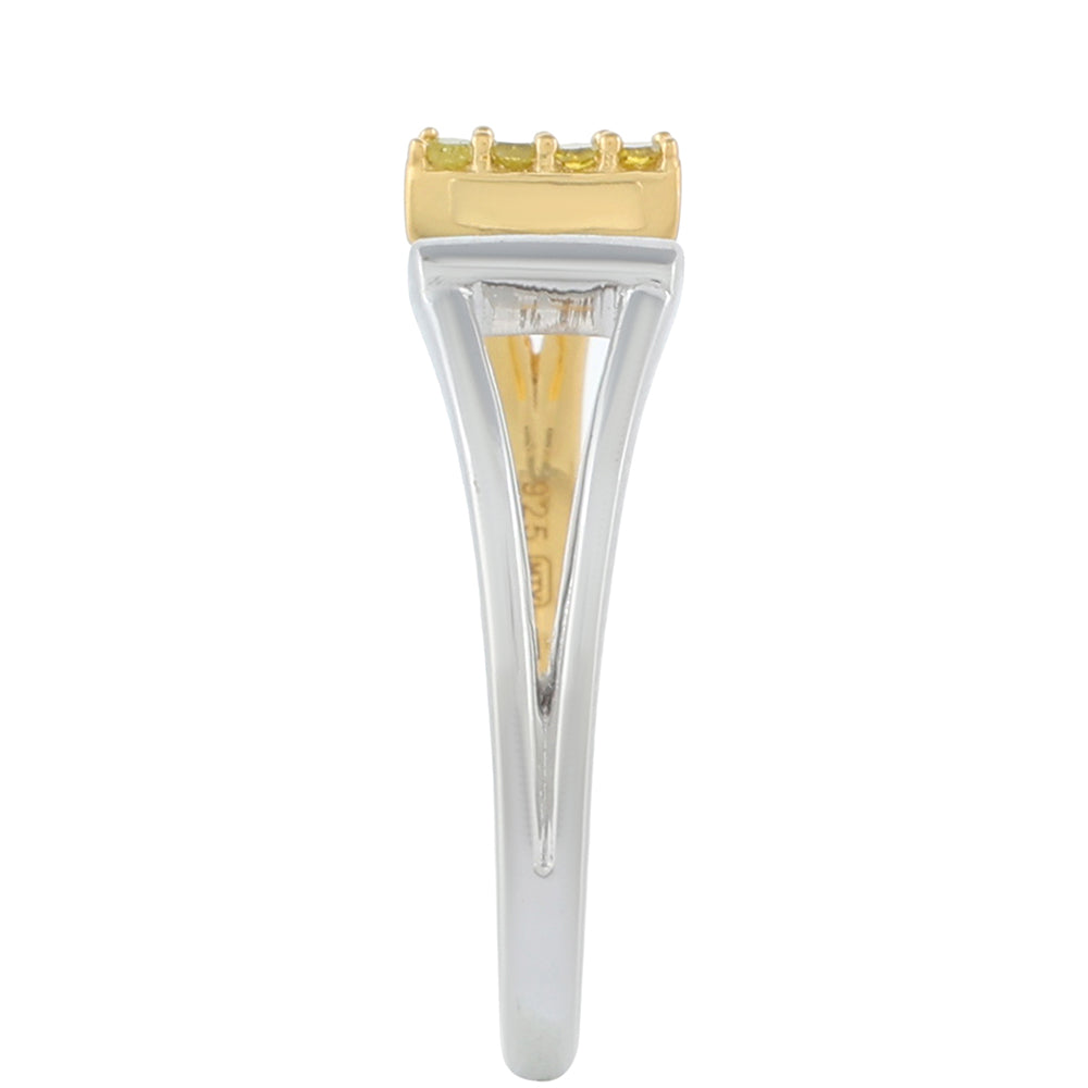 Goldplattierter Silberring mit Veroneser grüner Diamant 3 