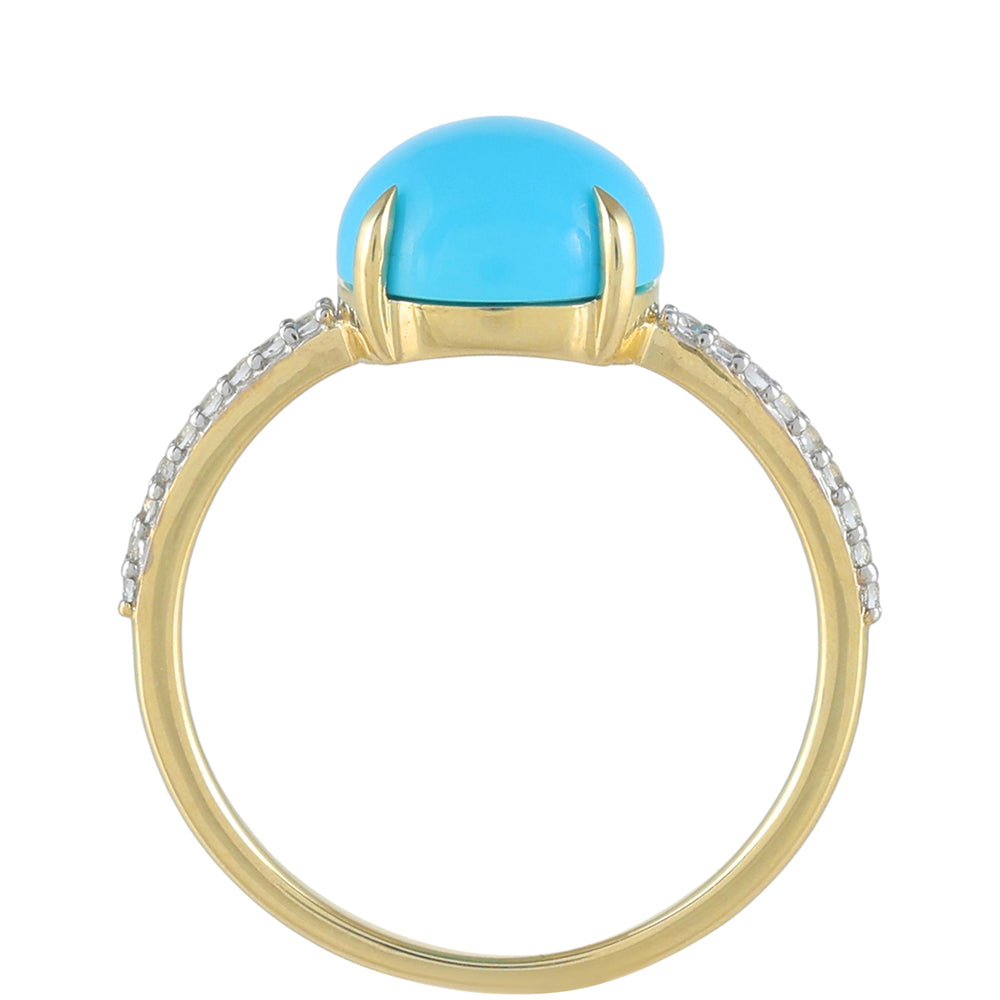 Goldring mit Dornröschen Türkis und weißem Topas 4 